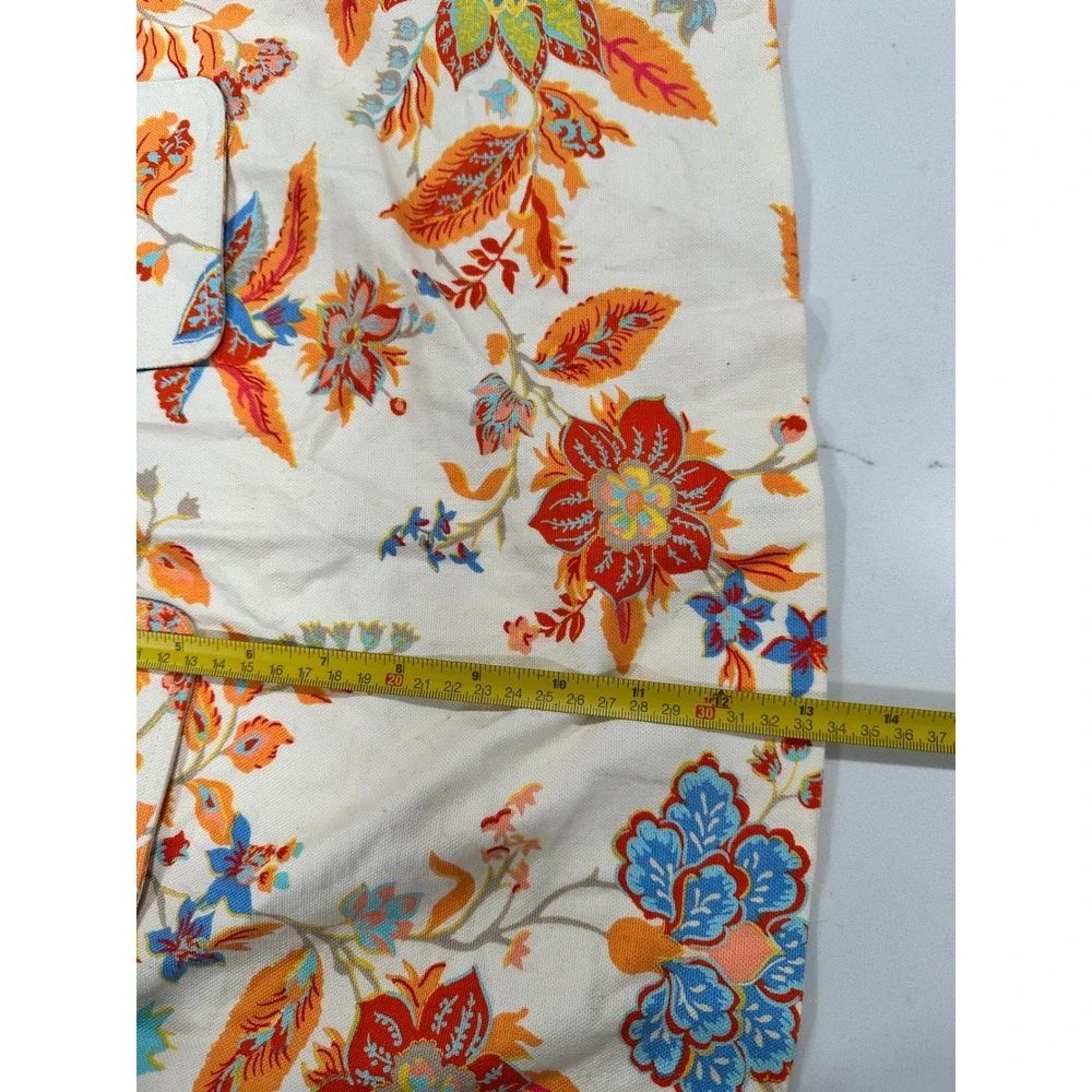 EXPRESS‎ Stretch Floral Print Mini Skirt Women Size 5 6 Cream Orange Blue